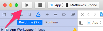 Xcode build button